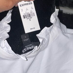 Express White Ruffled Blouse